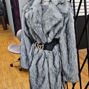 Gray Faux Fur Coat